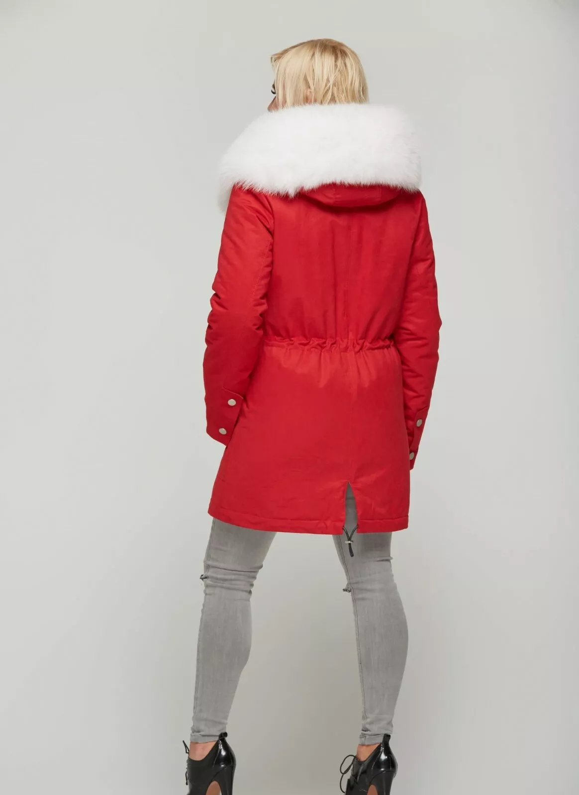 Women's Red parka with white fur - Image 3