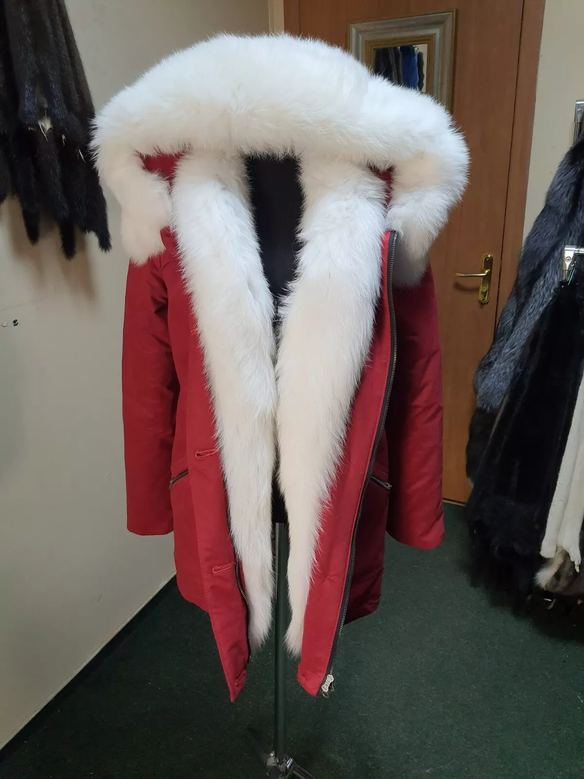 Women's Red parka with white fur - Image 4