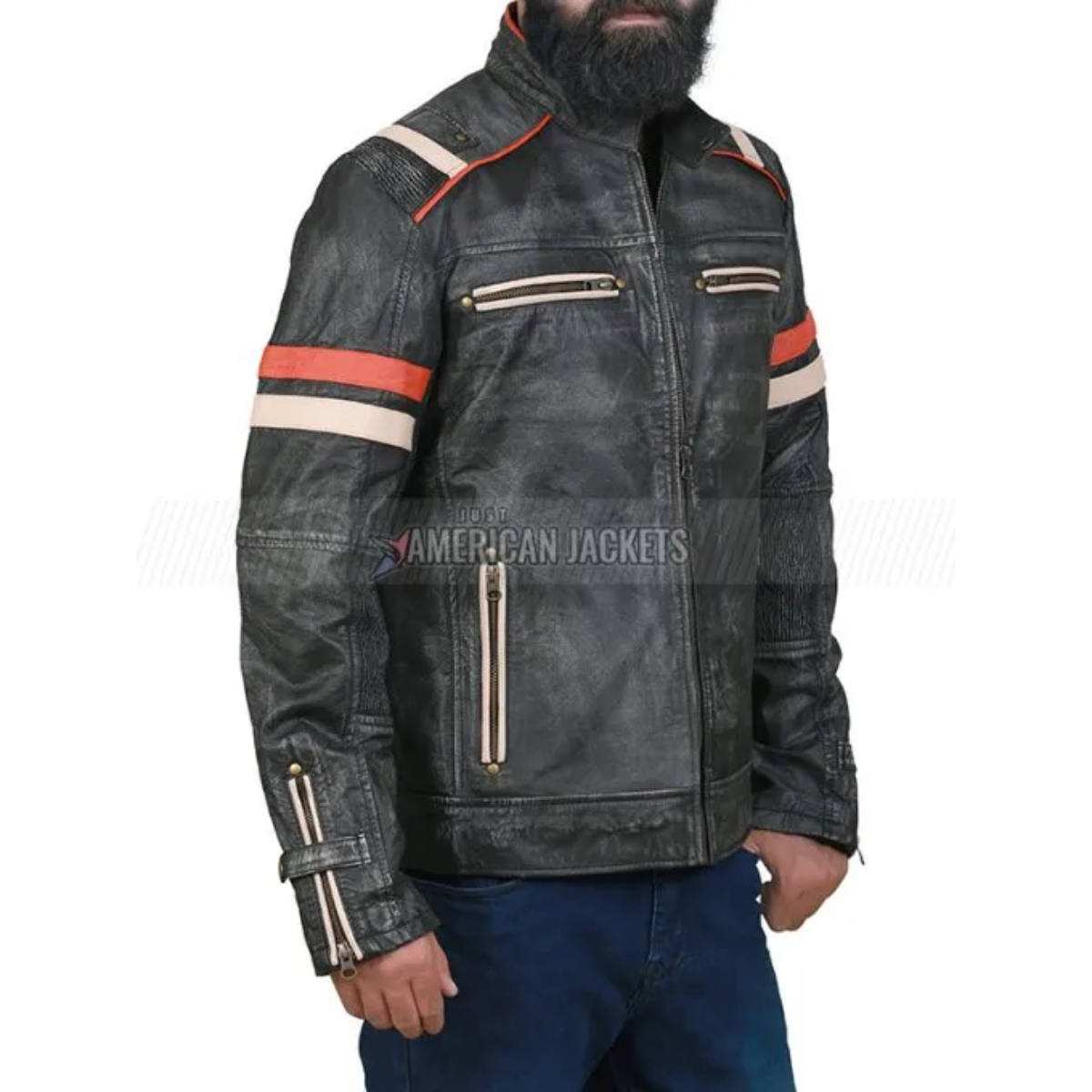 Retro Cafe Racer Cowhide Jacket for Men - Image 3