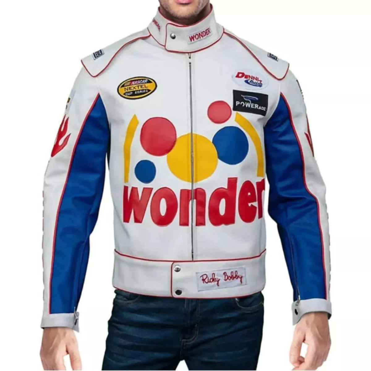 Ricky Bobby Jacket for Men-Talladega Nights Costume-White Faux Wonder bread Jacket - Image 5