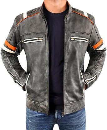 SKY-SELLER Black Cowhide Jacket Men - Black Real real Mens Motorcycle Jacket - Image 5