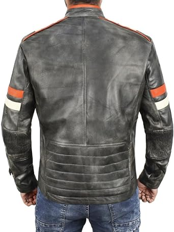 SKY-SELLER Black Cowhide Jacket Men - Black Real real Mens Motorcycle Jacket - Image 7
