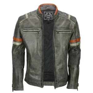 SKY-SELLER Black Cowhide Jacket Men - Black Real real Mens Motorcycle Jacket