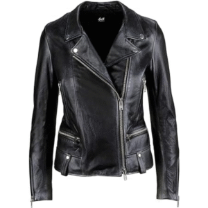 SNA Collection Bragadio Womens Black Vintage Motorcycle Biker Real Cowhide Jacket