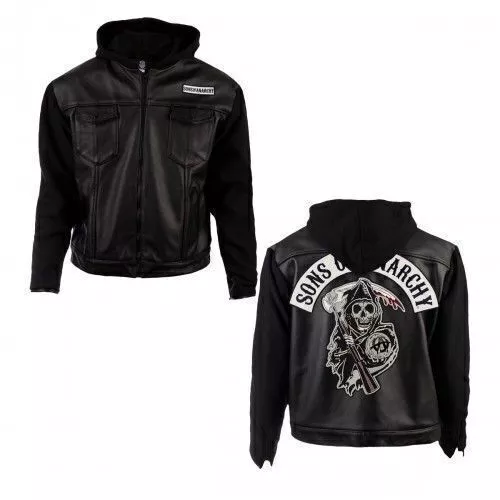 SOA Sons of Anarchy Hooded Real Cowhide Jacket - Image 3