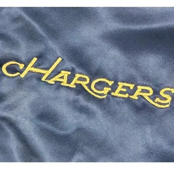 San Diego Chargers 80’s Navy Blue Full-Snap Satin Bomber Varsity Women's Jacket - Image 3