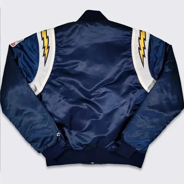 San Diego Chargers 80’s Navy Blue Full-Snap Satin Bomber Varsity Women's Jacket - Image 4