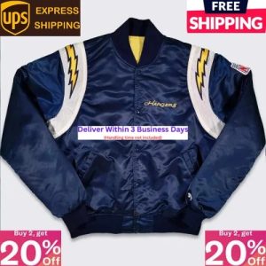 San Diego Chargers 80’s Navy Blue Full-Snap Satin Bomber Varsity Men's Jacket
