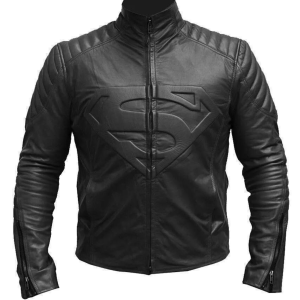 Superman Smallville Man of Steel Shield Genuine Black Synthetic Cowhide Jacket