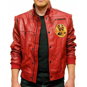 The Karate Kid Johnny Lawrence Cobra Kai Red Cowhide Jacket Bomber Jacket Coat