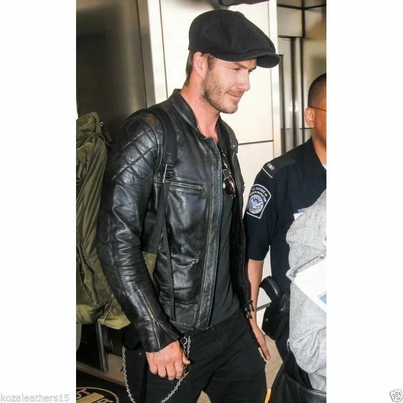 Men’s David Beckham Cowhide Biker Jacket - Image 4