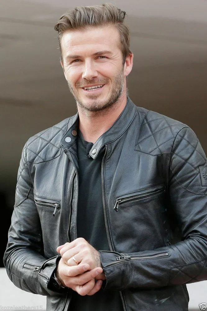 Men’s David Beckham Cowhide Biker Jacket - Image 2