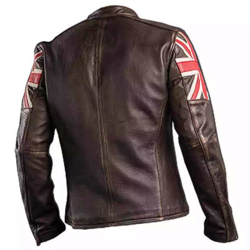 Men’s Cafe Racer Style Brown Cowhide Jacket - Image 3