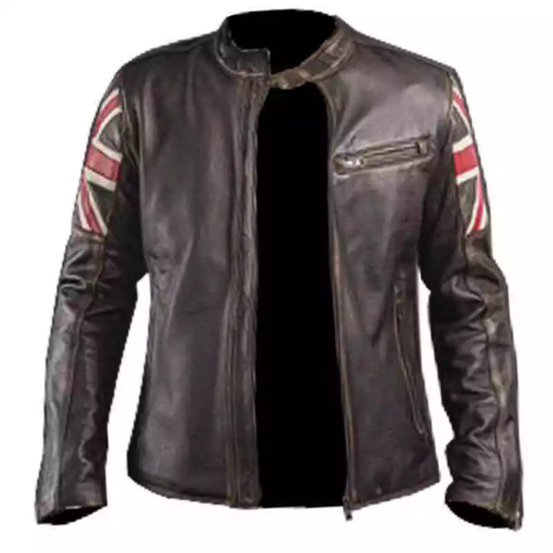 Men’s Cafe Racer Style Brown Cowhide Jacket