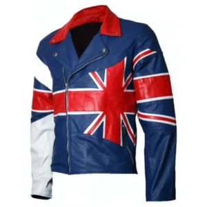 Union Jack Flag Cowhide Jacket for Men