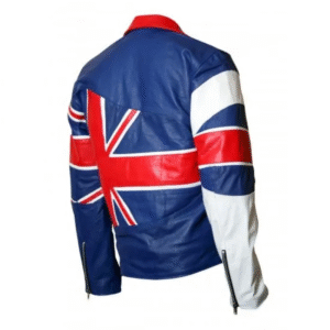 Union Jack Flag Cowhide Jacket for Men