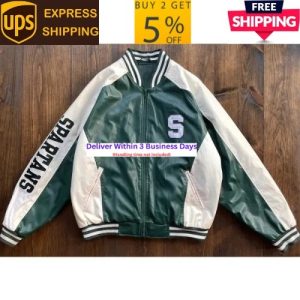 University of Michigan State Spartans Genuine Cowhide Varsity Men's Biker Jacket