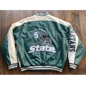 University of Michigan State Spartans Genuine Cowhide Varsity Men's Biker Jacket
