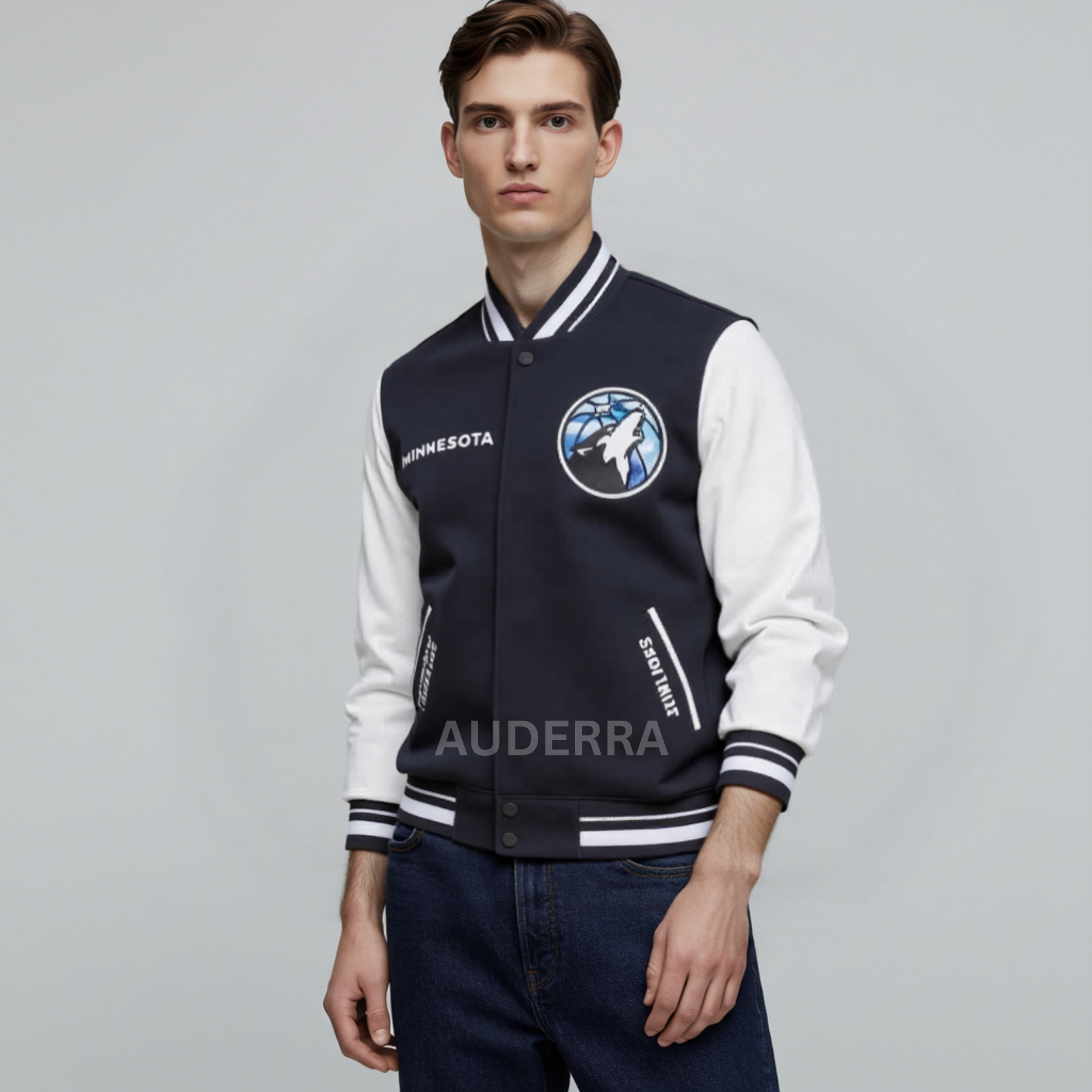 Minnesota Timberwolves Wool Genuine Cowhide Varsity Sleeves Men Letterman Jacket - Image 4