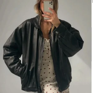 Vintage 90’s Cowhide Jacket, Oversized Cowhide Bomber Jacket, Bomber Jacket, Y2K, Gift for Her, Birthday Gift