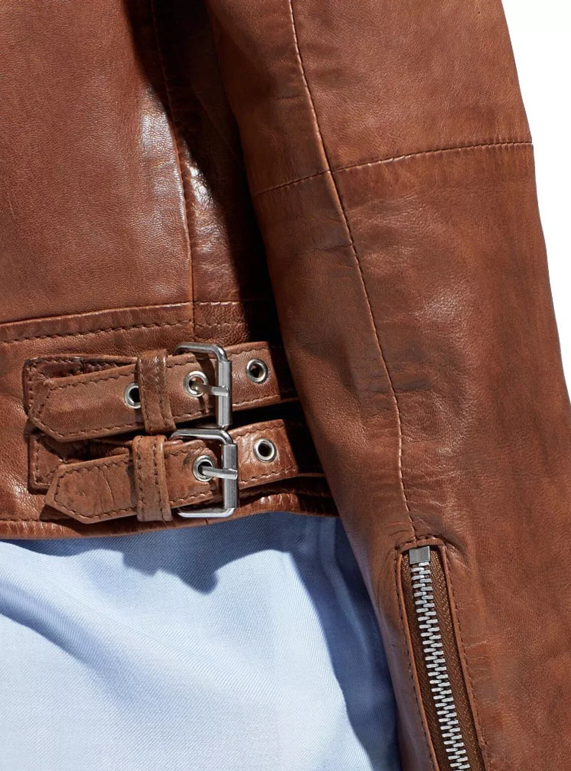 Women Brown Vintage Style Motorcycle Cowhide Jacket | New Women Genuine Slim Fit Biker Sheepskin Cowhide Jacket - Image 5