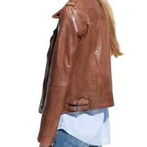 Women Brown Vintage Style Motorcycle Cowhide Jacket | New Women Genuine Slim Fit Biker Sheepskin Cowhide Jacket