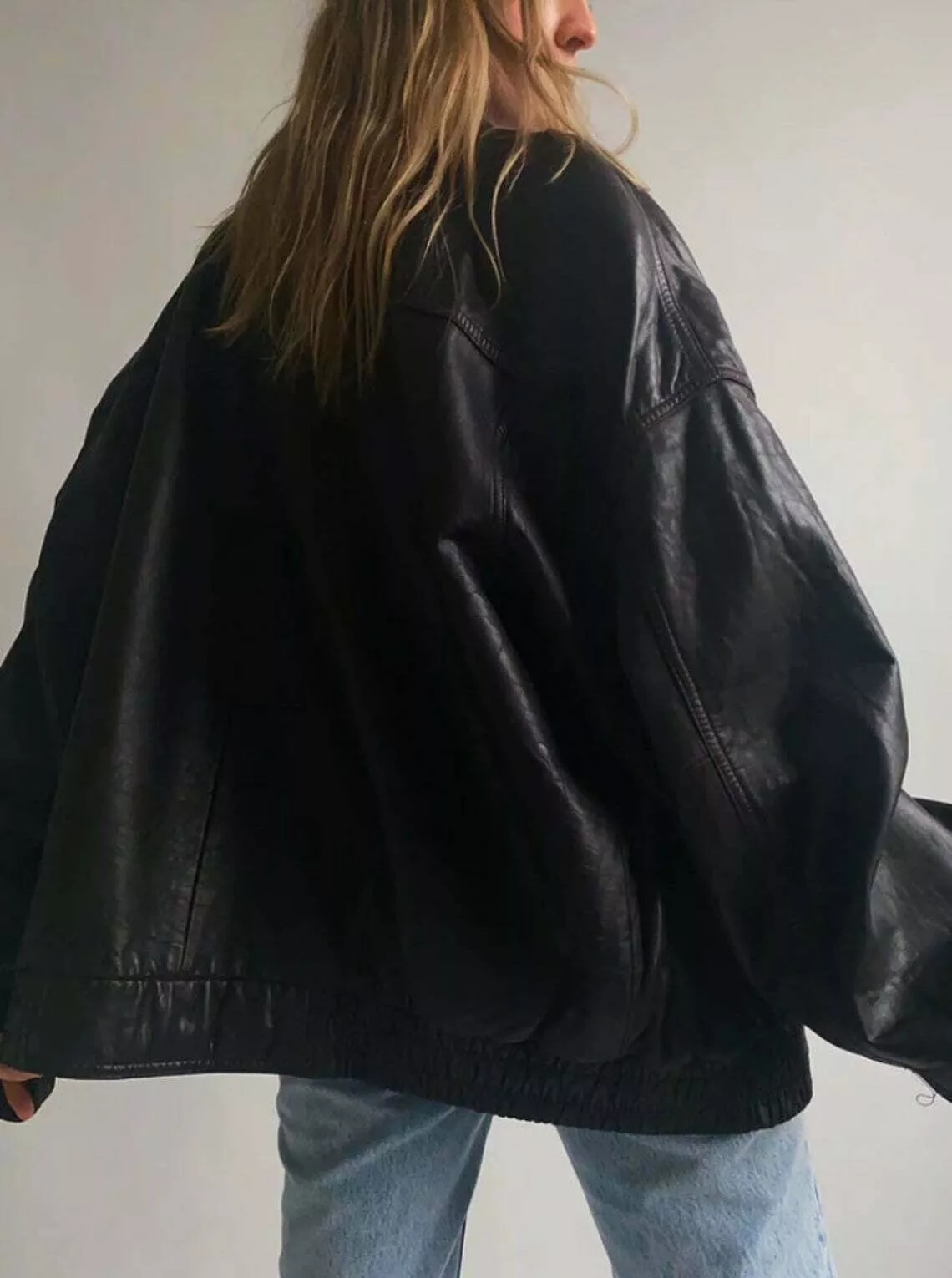 Women Fashion Cowhide Jacket Vintage Cowhide Oversized Bomber Jacket Outfit - Image 4