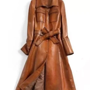 Women Italian Style Trench Coat Street Wear Designer Real Cowhide Coat