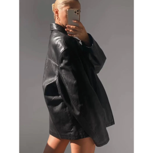 Women Premium Black Straight Fit Moto Bomber Jacket, Ladies real Oversize jacket