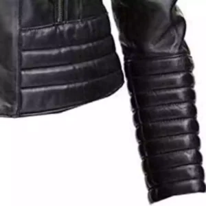 Quilted Black Moto Biker Motorcycle Hooded Womens Real Cowhide Jacket