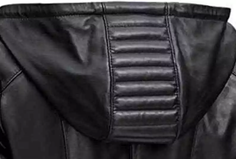 Quilted Black Moto Biker Motorcycle Hooded Womens Real Cowhide Jacket - Image 4