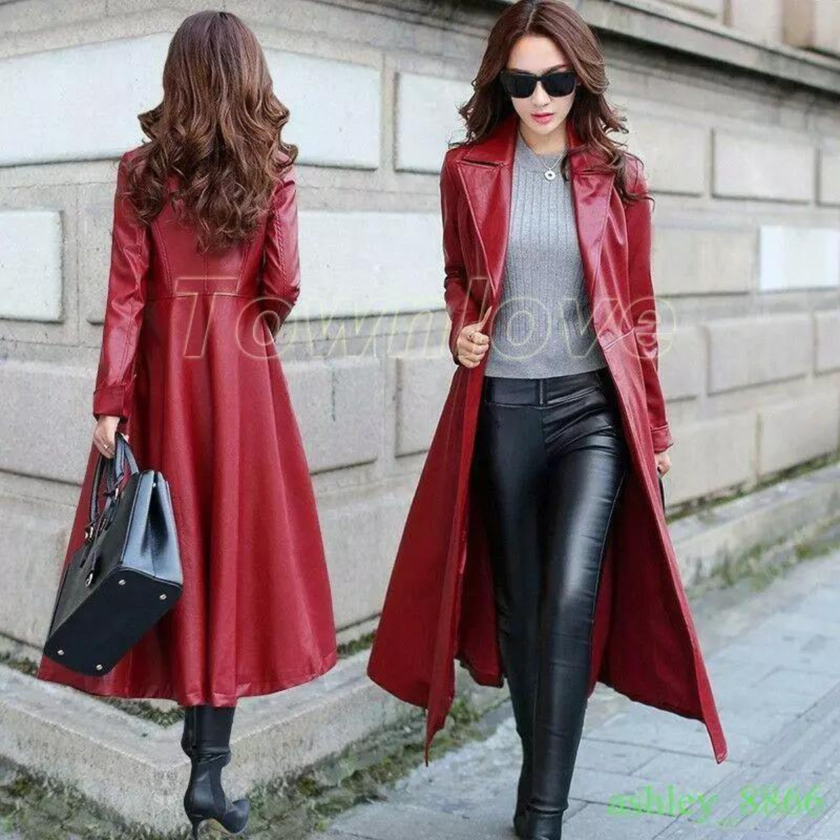 Women's Jacket Elegant PU Cowhide Single Button Waistband - Image 4