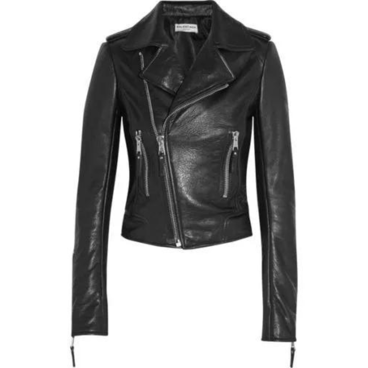 Black Women's real Slim Fit Biker Style Real Cowhide Jacket - Image 4
