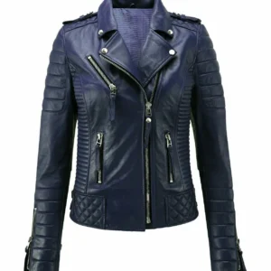 Women's Cowhide Jacket Genuine Sheepskin Slim Fit Biker Motorcycle Coat Jacket