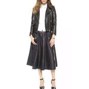 Women's Slim Fit YKK Zip Real Biker Black Cowhide Jacket