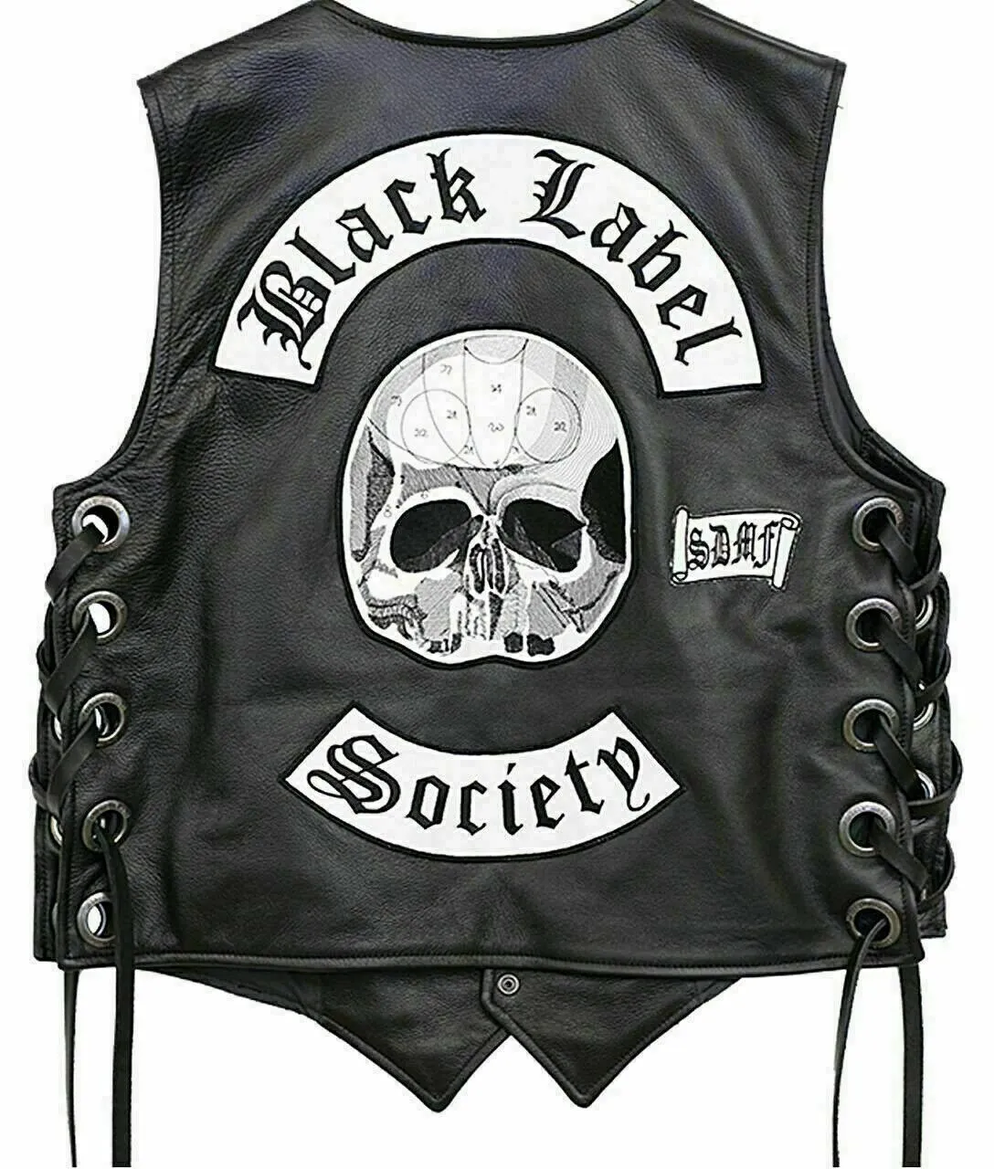 Zakk Wylde Black Label Society Biker Genuine Cowhide Vest Jacket BLS Patches - Image 2