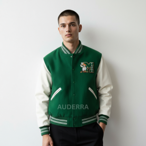 70’s Miami Hurricanes Green Wool Genuine Cowhide Varsity Bomber Letterman Jacket