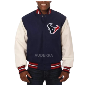 Houston Texans Wool and Genuine Cowhide Sleeves Varsity Men's Letterman Jacket