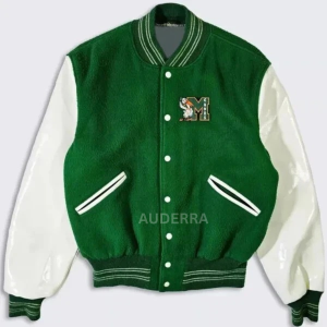 70’s Miami Hurricanes Green Wool Genuine Cowhide Varsity Bomber Letterman Jacket