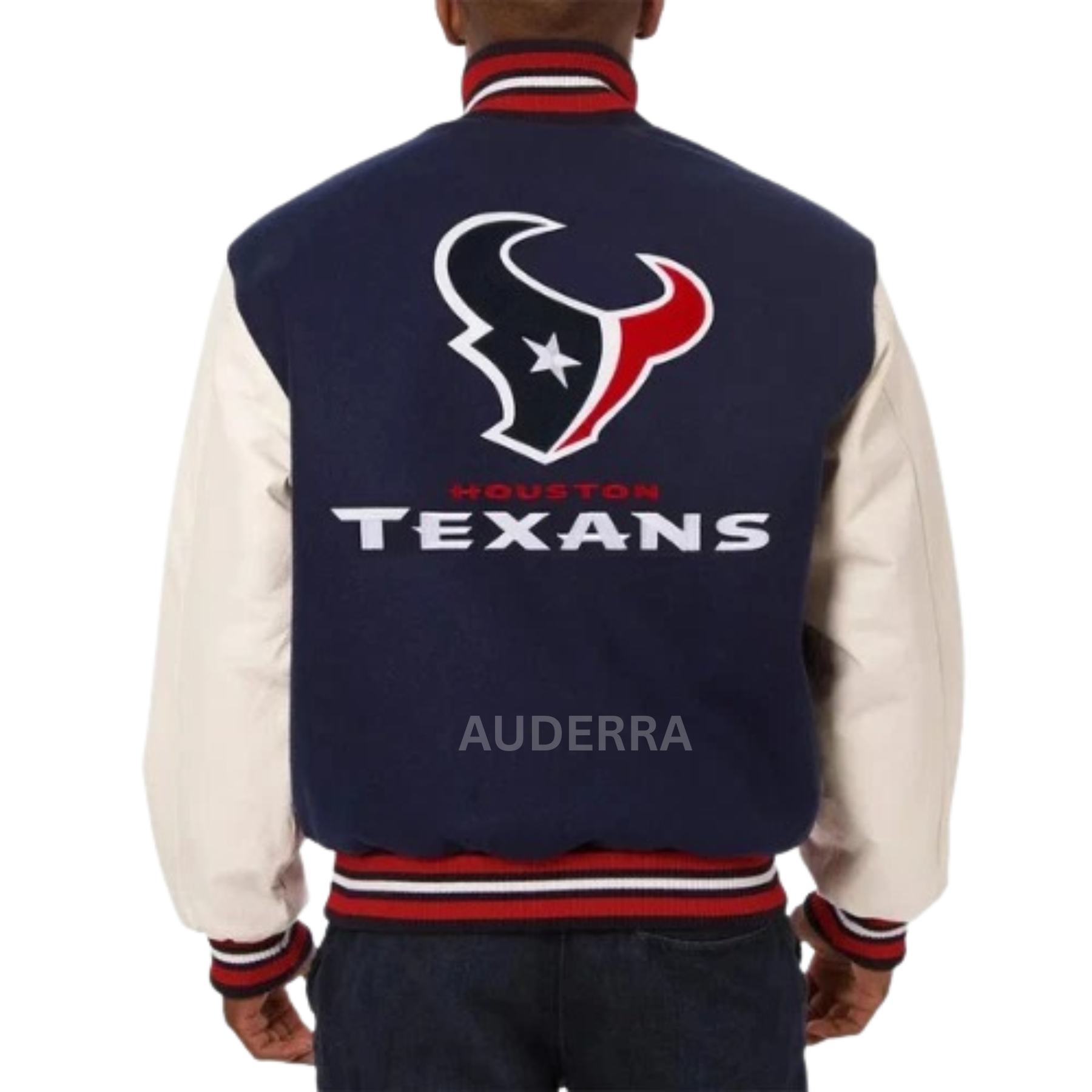 Houston Texans Wool and Genuine Cowhide Sleeves Varsity Men's Letterman Jacket - Image 3