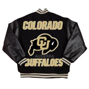 Colorado Buffaloes Varsity Black Wool Genuine Cowhide Sleeves Letterman Jacket