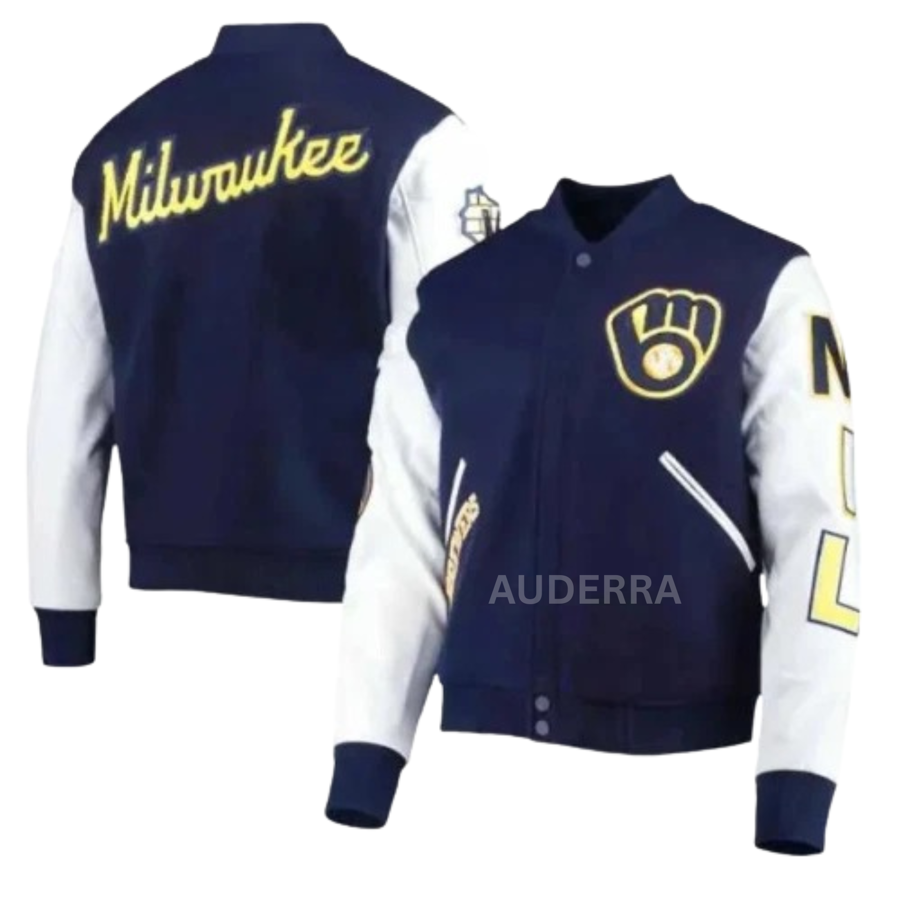 Milwaukee Brewers Wool Genuine Cowhide Sleeves Varsity Letterman Men's Jacket - Image 5