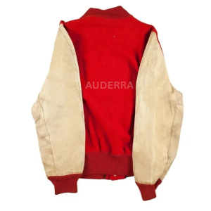 University of Nebraska Letterman Red Wool Genuine Cowhide Bomber Jacket