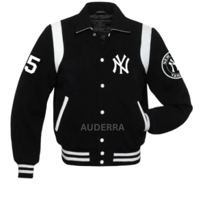 NY Yankees Sailor Collar Varsity Black Wool Men's Letterman Bomber Men Jacket