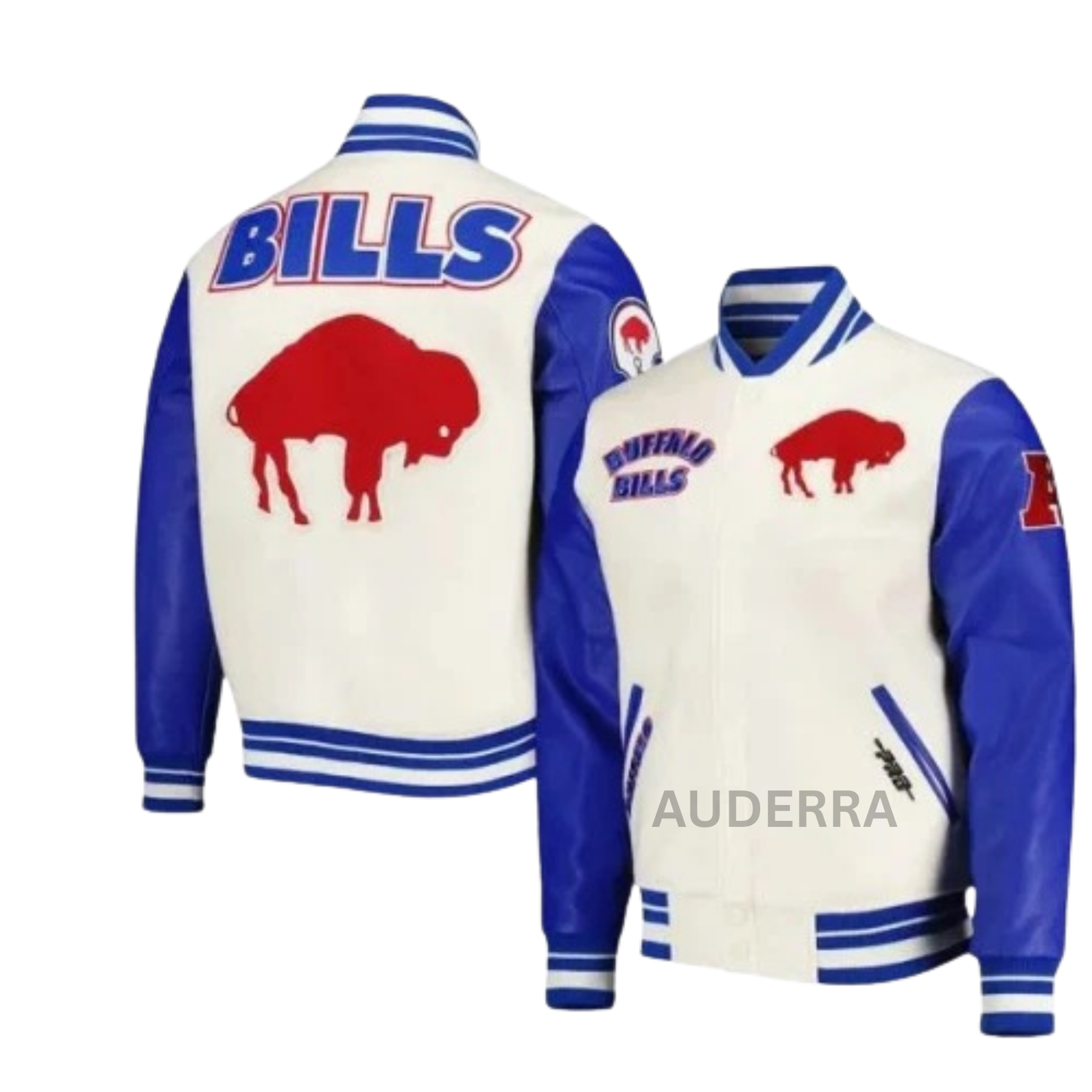 Buffalo Bills Wool and Genuine Cowhide Sleeves Varsity Women's Letterman Jacket - Image 3