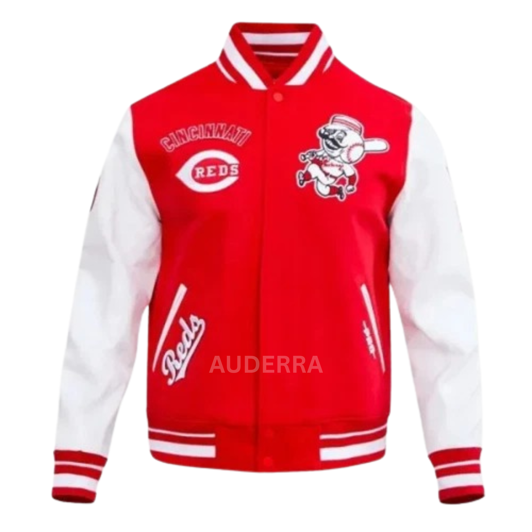 Cincinnati Reds Men's Red Wool Genuine Cowhide Sleeves Varsity Letterman Jacket - Image 4