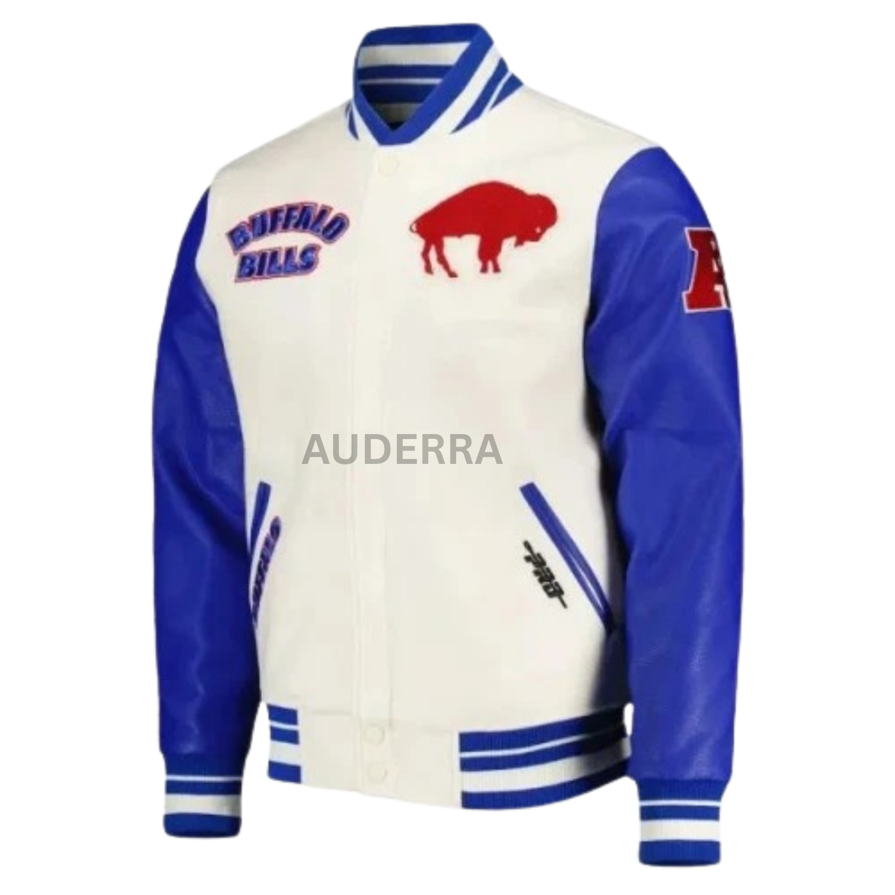Buffalo Bills Wool and Genuine Cowhide Sleeves Varsity Women's Letterman Jacket
