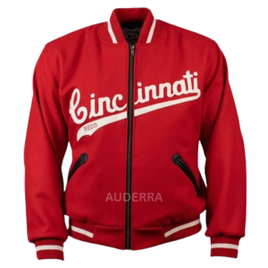 1969 Cincinnati Reds Full-Zip Red Wool Varsity Men's Letterman Bomber Jacket