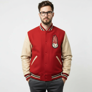 1950 Rochester Red Wings Varsity Wool Genuine Cowhide Sleeves Men Bomber Jacket