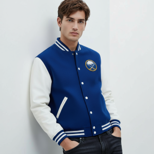 Buffalo Sabres Wool and Genuine Cowhide Sleeves Varsity Women's Bomber Jacket